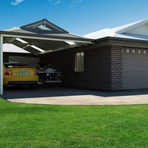 Photo Of A Carport With A Yellow Car Under